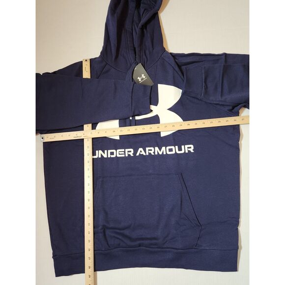 Under Armour Hoodie Men's size 2XL Rival Fleece Big Logo Navy Blue - Picture 4 of 9